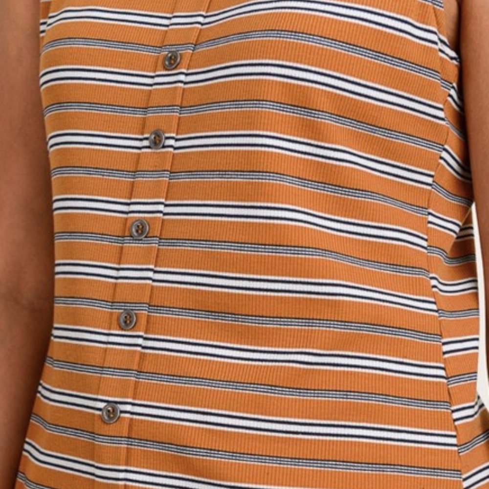 Yellow Mustard Striped Sleeveless Tank - Picture 3 of 4